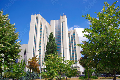 Moldova, Chisinau, 05.23.22. View of the Moldovan parliament building.