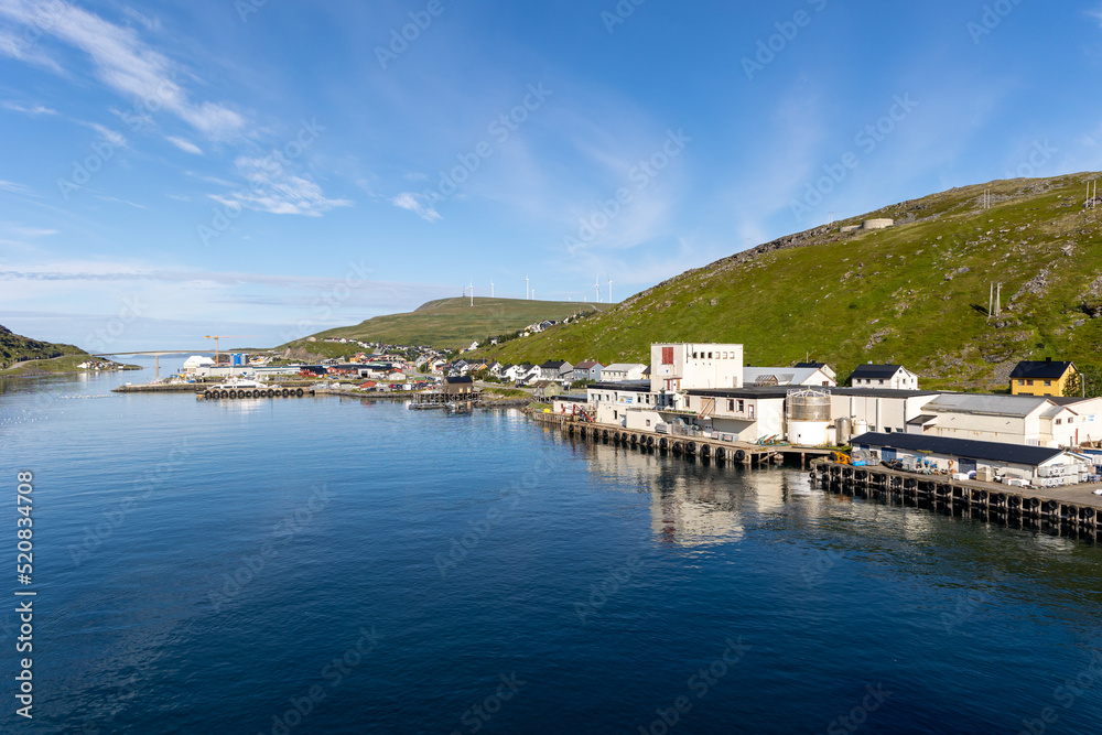 Havøya (Havoya) seen from Norwegian coastal express Hurtigruten.  Old postal ship now used as a cruise in the Norwegian sea.