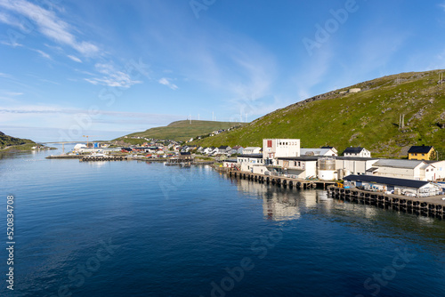 Hav  ya  Havoya  seen from Norwegian coastal express Hurtigruten.  Old postal ship now used as a cruise in the Norwegian sea.