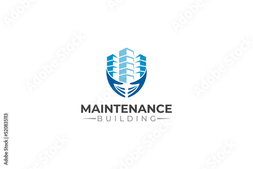 Free Download Building and hand logo for maintenance and protection - GFXLoad