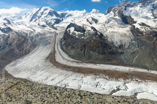 Dufourspitze (Monte Rosa) and the Monte Rosa Glacier as seen from Gornergrat, Wallis, Switzerland