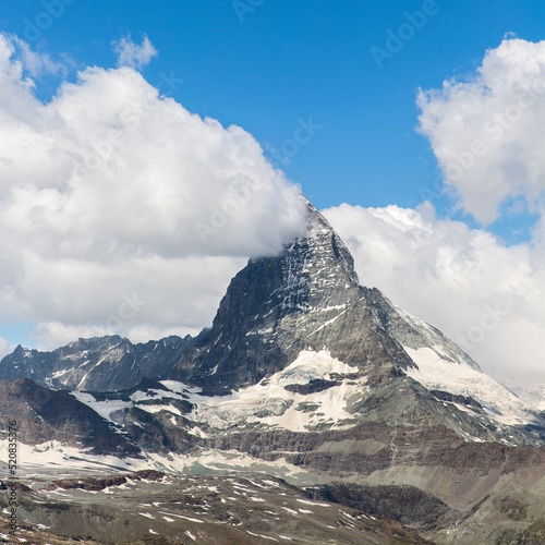 Tetrahedral pyramidal mountain Matterhorn in the Swiss Alps © zaikanata