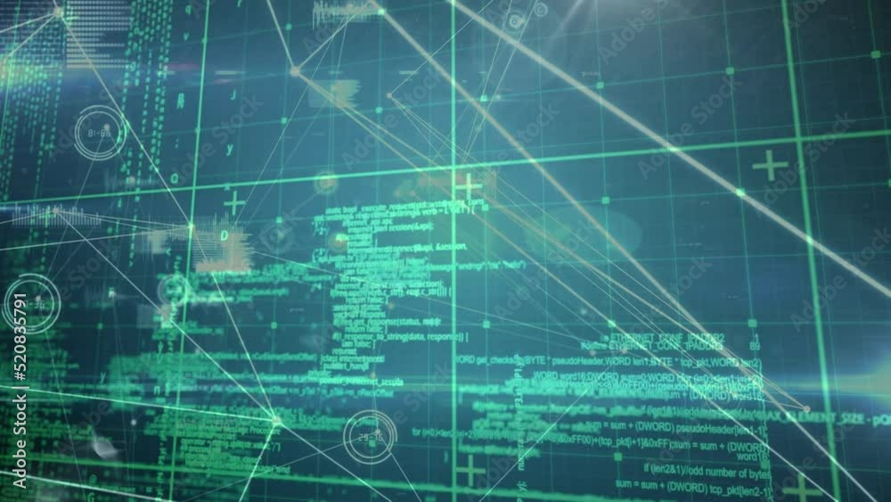 Animation of data processing over black background Animation of data processing over black background