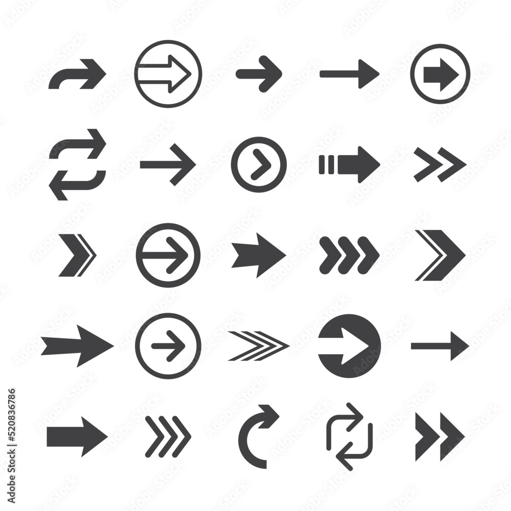 Arrows icon collections. Set of arrow vectors. Arrowheads shapes. Arrows icon collections. Set of arrow vectors. Arrowheads shapes.