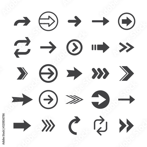 Arrows icon collections. Set of arrow vectors. Arrowheads shapes.