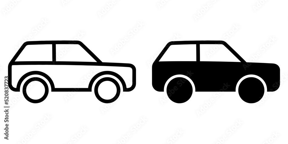 ofvs44 OutlineFilledVectorSign ofvs - car vector icon . isolated transparent . car side view silhouette . black outline and filled version . AI 10 / EPS 10 . g11353