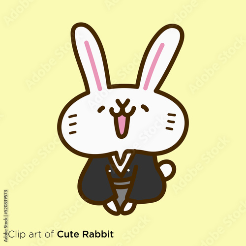 ウサギのキャラクターイラストシリーズ　「新年の挨拶をするウサギ」