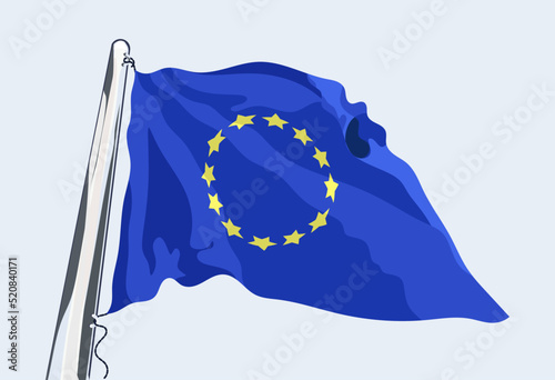 Flag of Europe. Waving in the wind. Vector