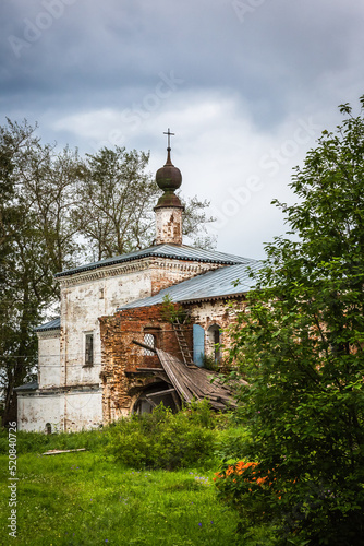 Russia, Vologda Oblast, Morozovitsa, 07. 21.2017. Russian north. Orthodox Troitse-Gledensky Monastery  in the village of Morozovitsa near the town Veliky Ustyug in summer