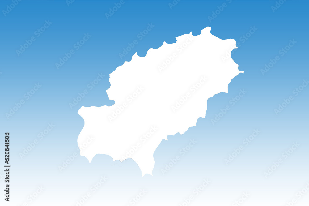 The map of Ibiza with a blue background