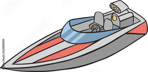 Water transport, motorboat, speedboat vector illustration
