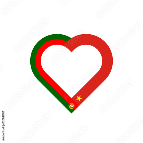 unity concept. heart ribbon icon of portugal and vietnam flags. vector illustration isolated on white background	