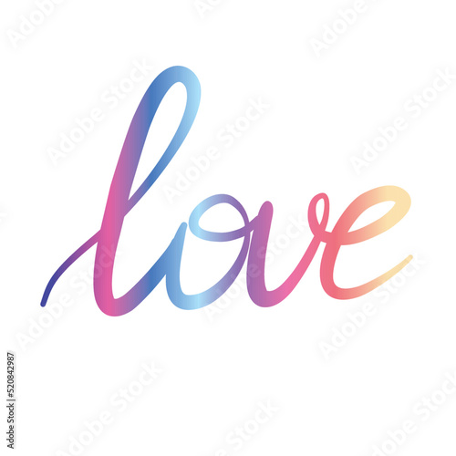 Colorful message "LOVE WINS" for pride month celebration. Typography of LGBTQIA+ equality. Rainbow color. Flat vector illustration.