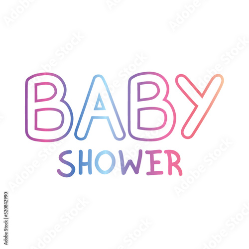 Inscription Baby Shower greeting card with baby boy and girl