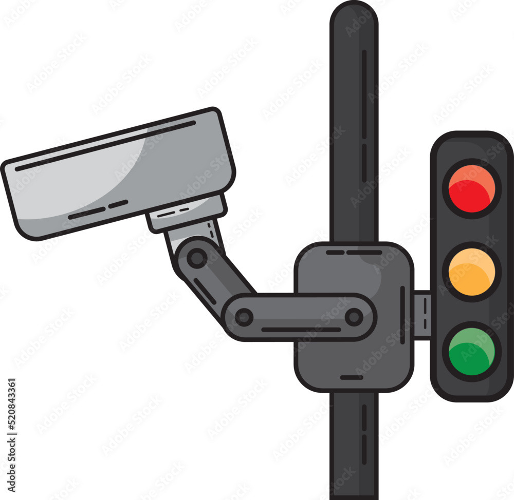 cctv and traffic light vector illustration