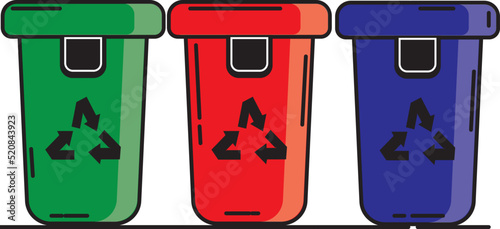 Wallpaper Mural vector illustration of trash cans as a theme of cleanliness and discipline Torontodigital.ca