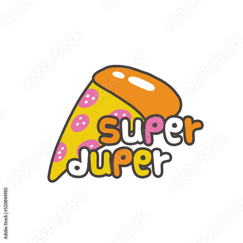 Super duper. Y2K. Funny cartoon illustration. Vector quote. Comic element for sticker, poster, graphic tee print, bullet journal cover, card. 1990s, 1980s, 2000s style. Bright colors