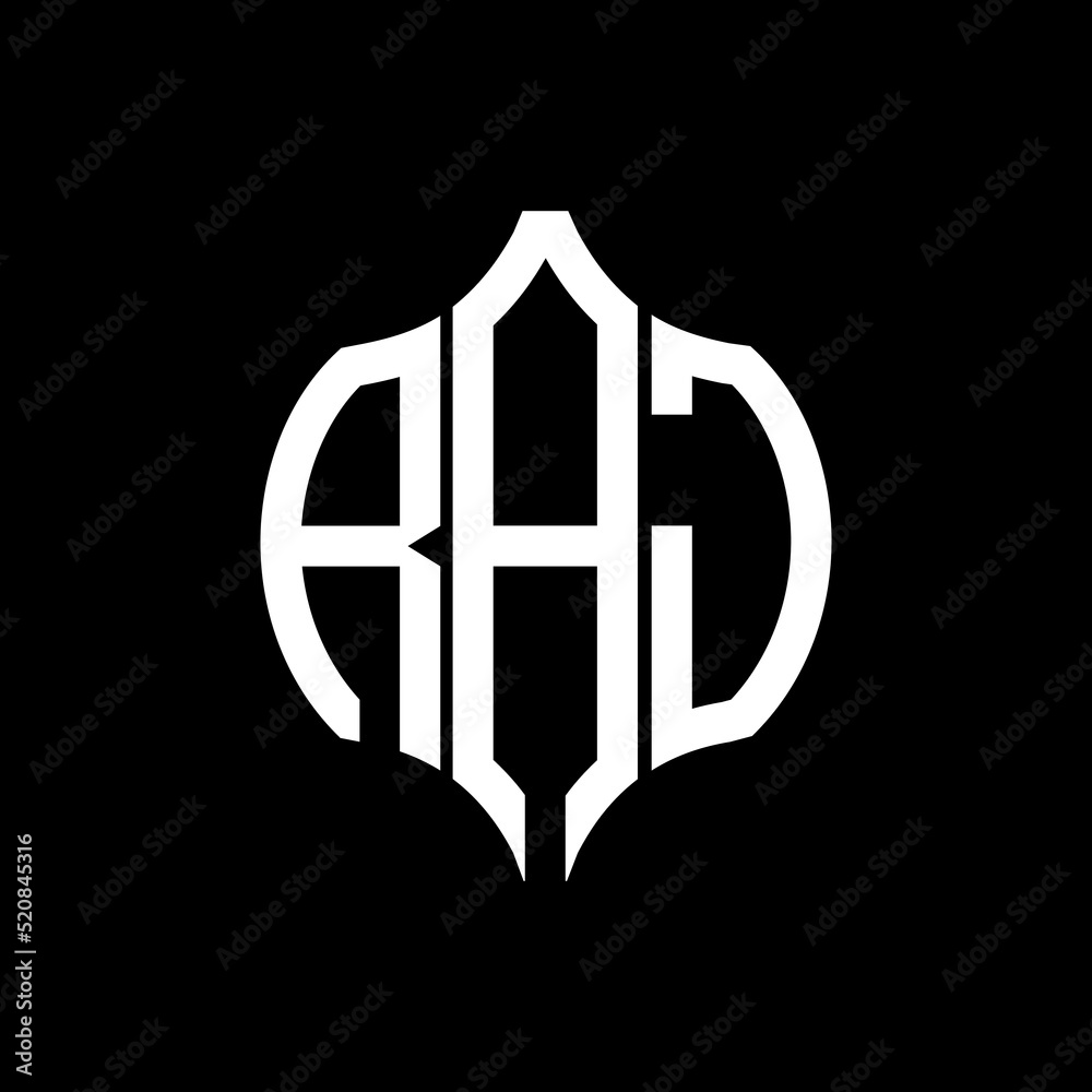 RAJ letter logo. RAJ best black background vector image. RAJ Monogram logo design for entrepreneur and business.
 - obrazy, fototapety, plakaty 