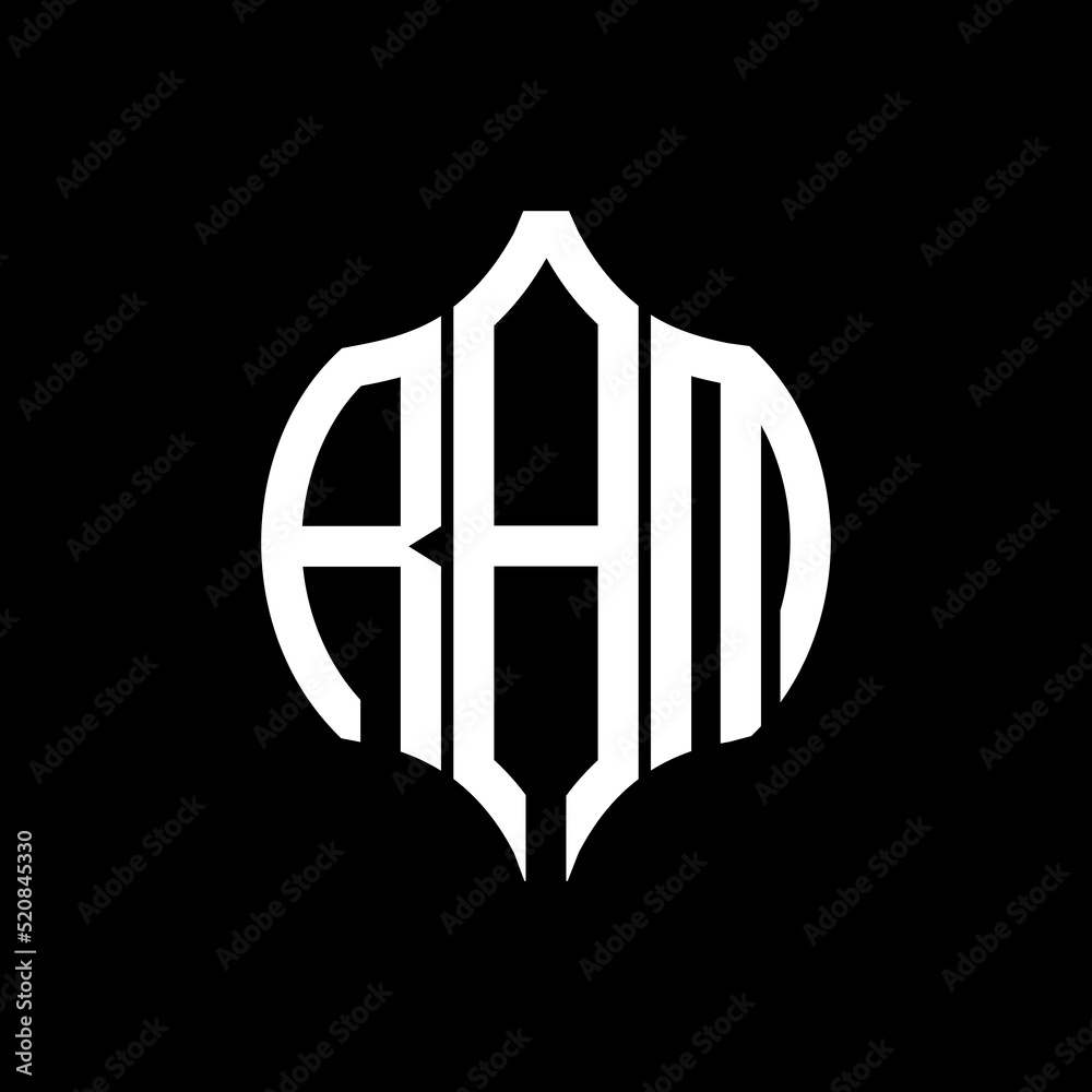 RAM letter logo. RAM best black background vector image. RAM ...