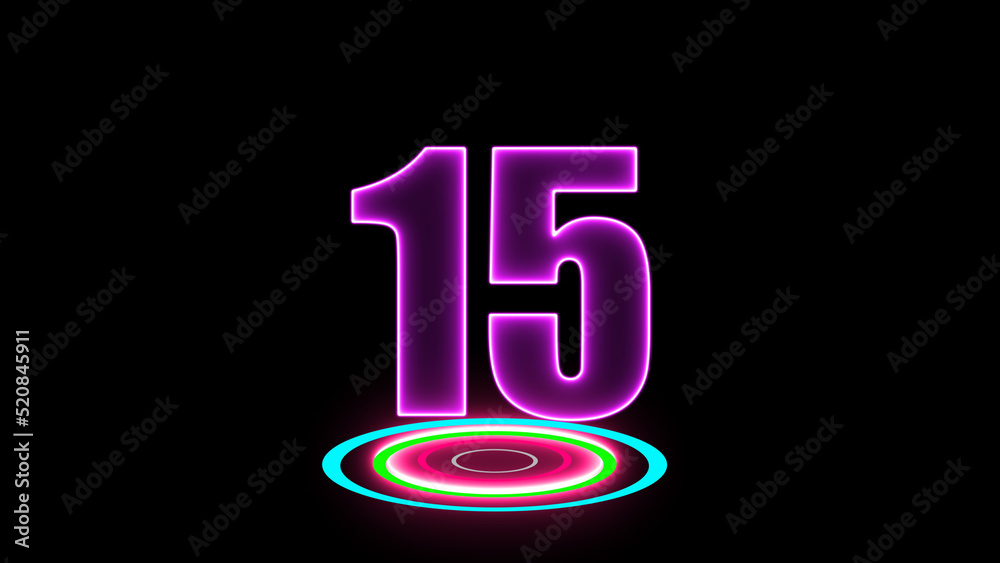 Neon number on black background. Learning numbers, serial number, price, place. Neon number on black background. Learning numbers, serial number, price, place.
