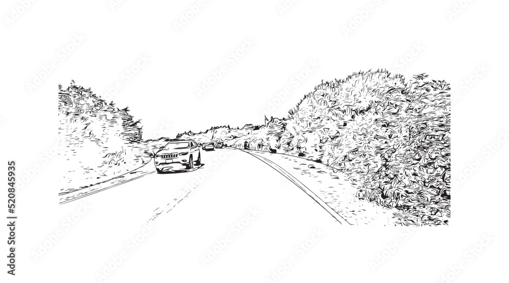 Building view with landmark of Newport is the
city in Rhode Island. Hand drawn sketch illustration in vector.
