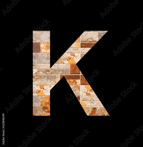 Alphabet letter K - Rustic tile background