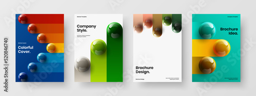 Modern poster A4 vector design layout collection. Premium realistic balls journal cover illustration composition.