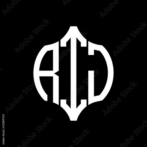 RIJ letter logo. RIJ best black background vector image. RIJ Monogram logo design for entrepreneur and business.
 photo