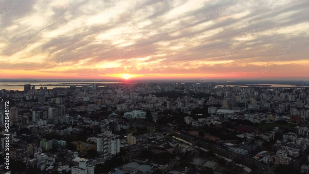 Drone aerial shot from the city of Porto Alegre in the end of a sunny afternoon Drone aerial shot from the city of Porto Alegre in the end of a sunny afternoon