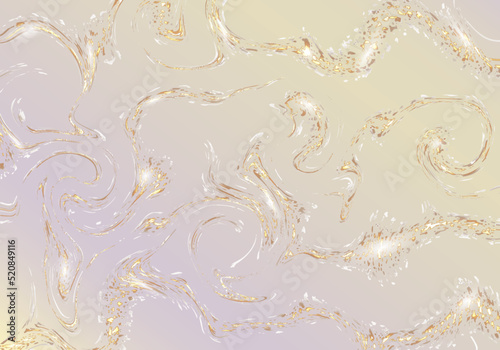 Golden swirl abstract background Artistic design Horizontal vector illustration