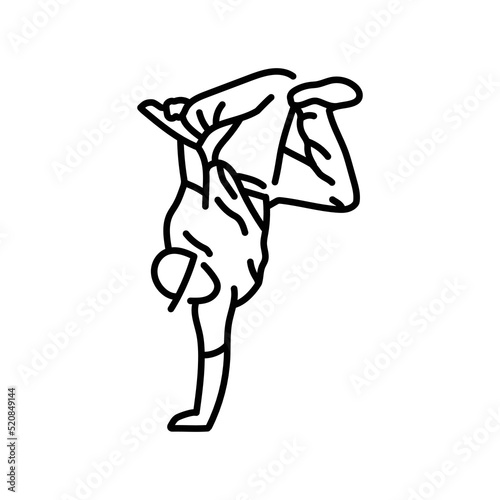 Man dancing break dance color line icon. Pictogram for web page