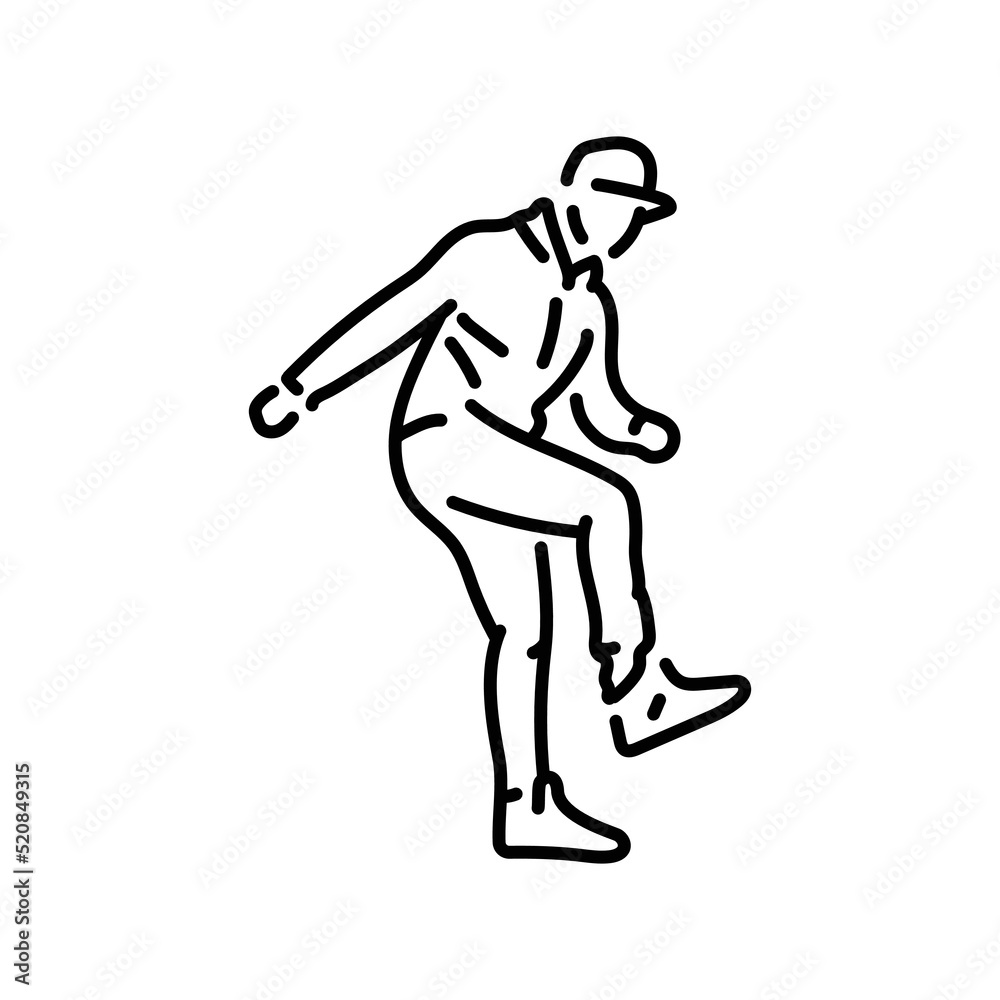 Man dancing dnb dance color line icon. Pictogram for web page