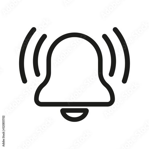Ringing bell line icon. Reminder, notification, ring, doorbell, jingle, ringtone, message, call, alarm clock. Sound concept. Vector line icon for Business and Advertising