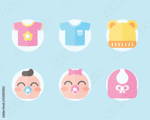 six baby shower icons