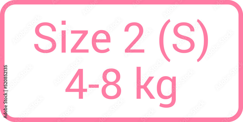 Diaper size based on baby's weight. Vector illustration isolated on white.