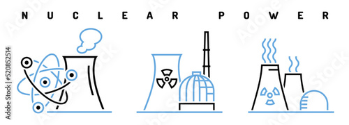 Power station icons. Editable vector illustration in modern linear style