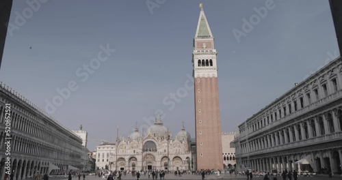 Walking towarde St Mark's Camapnile in Venice