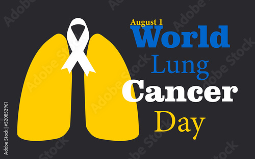 World Lung Cancer Day. August 1. Horizontal dark banner. Vector.