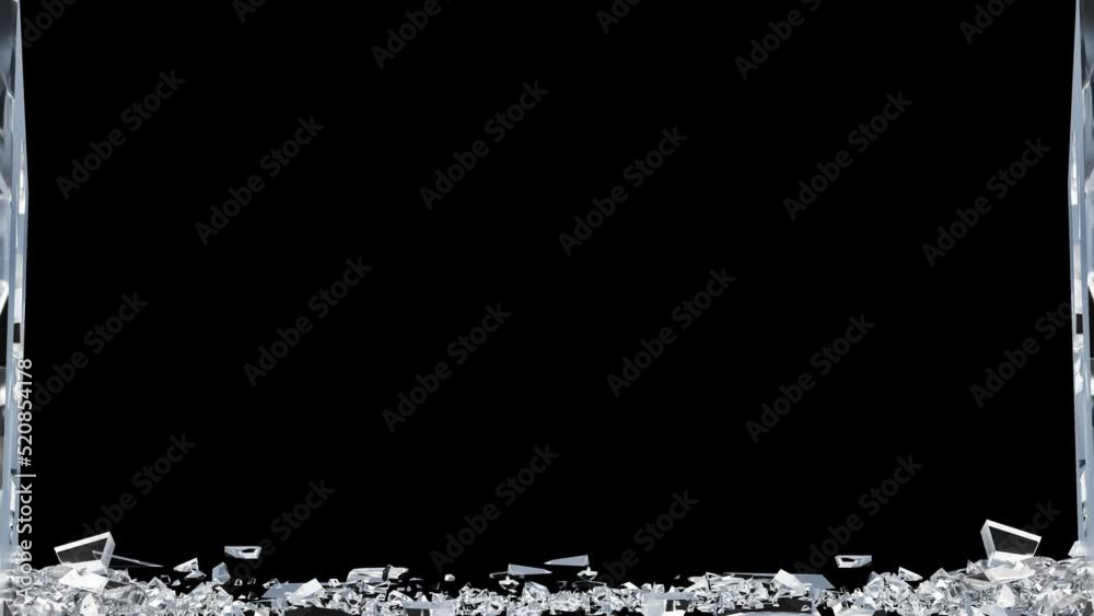 Glass Breaked  Shattewithr and debris include green screen. 3d illustration.