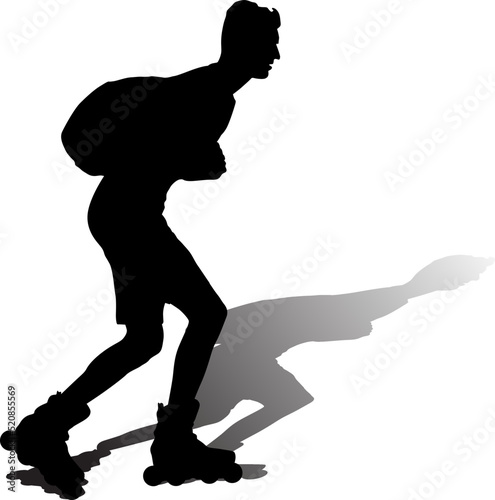 skate roller boy with backpack shadow