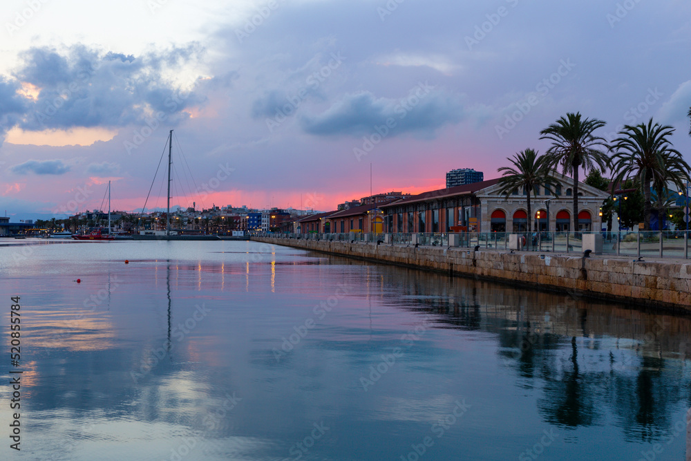 Fototapeta premium Tarragona port at sunset, Catalonia, Spain