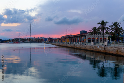 Tarragona port at sunset, Catalonia, Spain