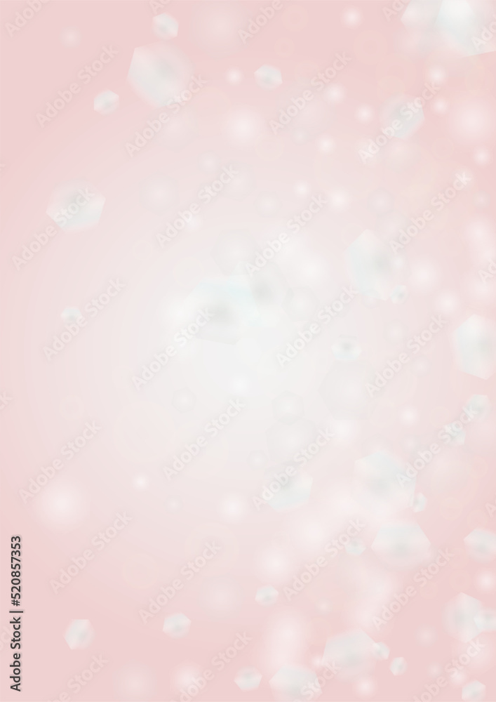 Abstract Vector Pink Background with Silver and White Light Spots. Magic Shiny Pastel Print. Baby Print. Romantic Bokeh Blurred Page Design for St' Valentines Day. Gentle Stardust Pattern.