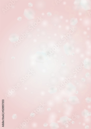 Abstract Vector Pink Background with Silver and White Light Spots. Magic Shiny Pastel Print. Baby Print. Romantic Bokeh Blurred Page Design for St' Valentines Day. Gentle Stardust Pattern.