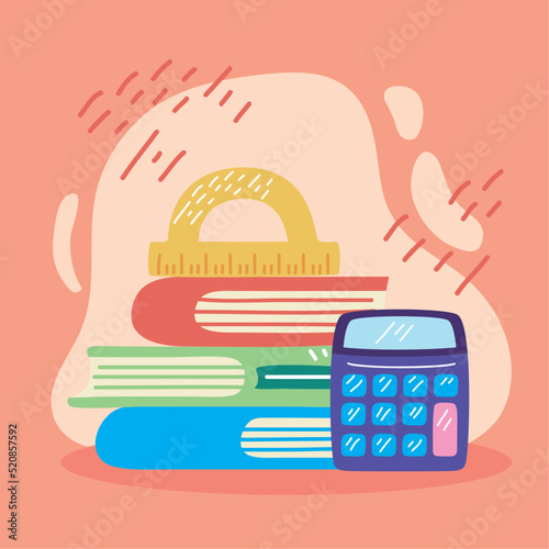 books and calculator doodle