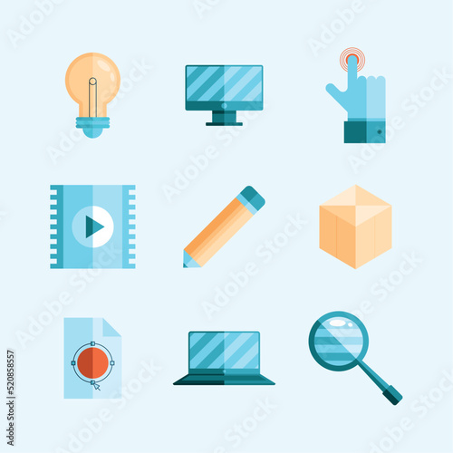 nine development design icons