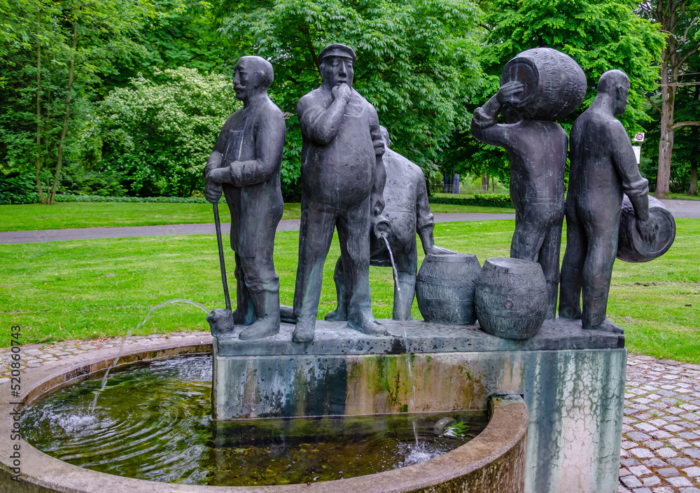 fountain of brewer in Westfalenpark, Dortmund, Germany 