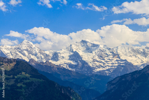 Fototapeta Naklejka Na Ścianę i Meble -  View of Bernese Alps from Harder Kulm viewpoint, Switzerland