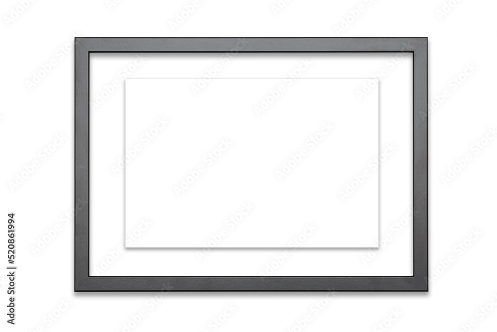 Large empty black picture frame isolated on a white background as a template mock-up for wall art presentation. Large empty black picture frame isolated on a white background as a template mock-up for wall art presentation.