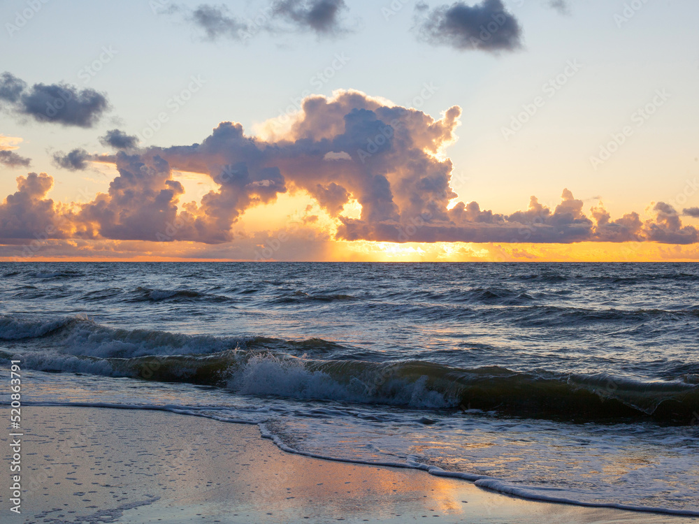Picturesque landscape beach. Blue sea waves Picturesque landscape beach. Blue sea waves